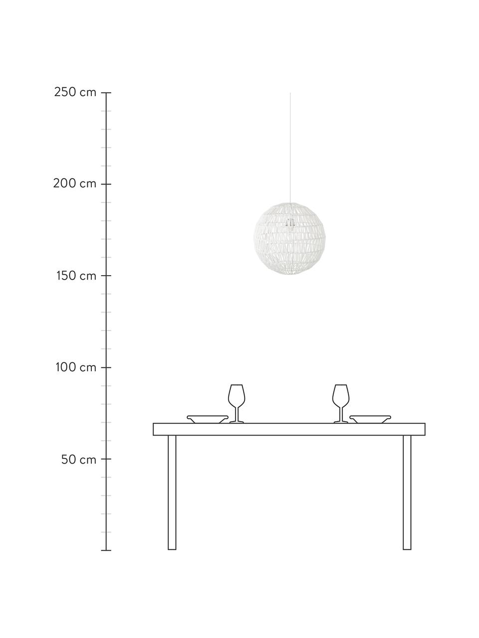 Hanglamp Cable van stof, Metaal, textiel, Wit, Ø 40 cm