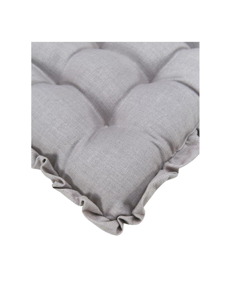 Cuscino sedia grigio con volant Camille, Rivestimento: 60% poliestere, 25% coton, Grigio, Larg. 40 x Lung. 40 cm