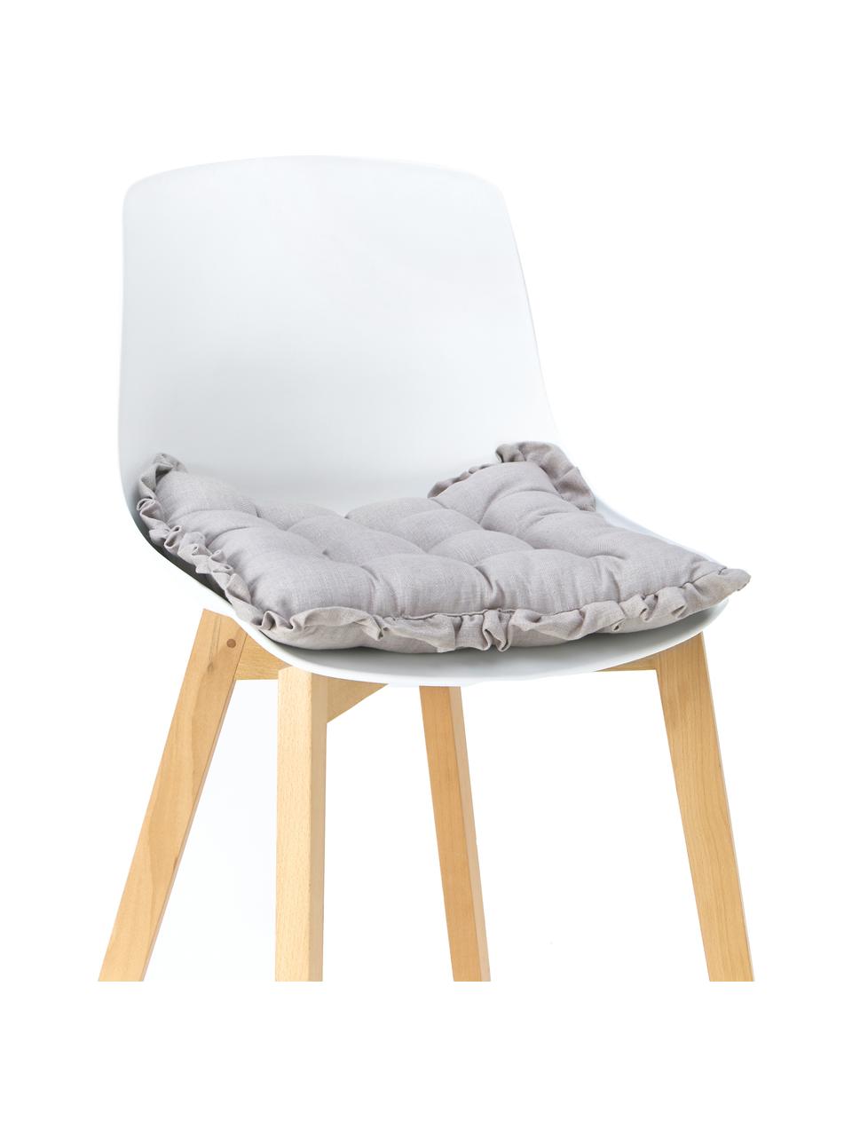 Sitzkissen Camille mit Rüschen, Bezug: 60% Polyester, 25% Baumwo, Grau, B 40 x L 40 cm