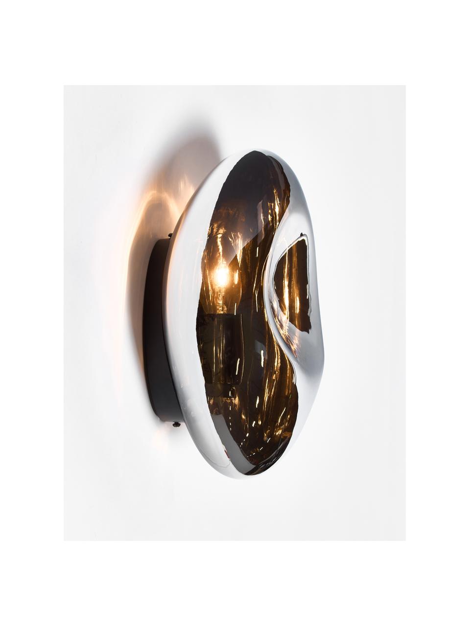 Aplique soplado artesanalmente Mabell, Lámpara: vidrio soplado artesanalm, Anclaje: metal recubierto, Plateado, An 28 x F 13 cm