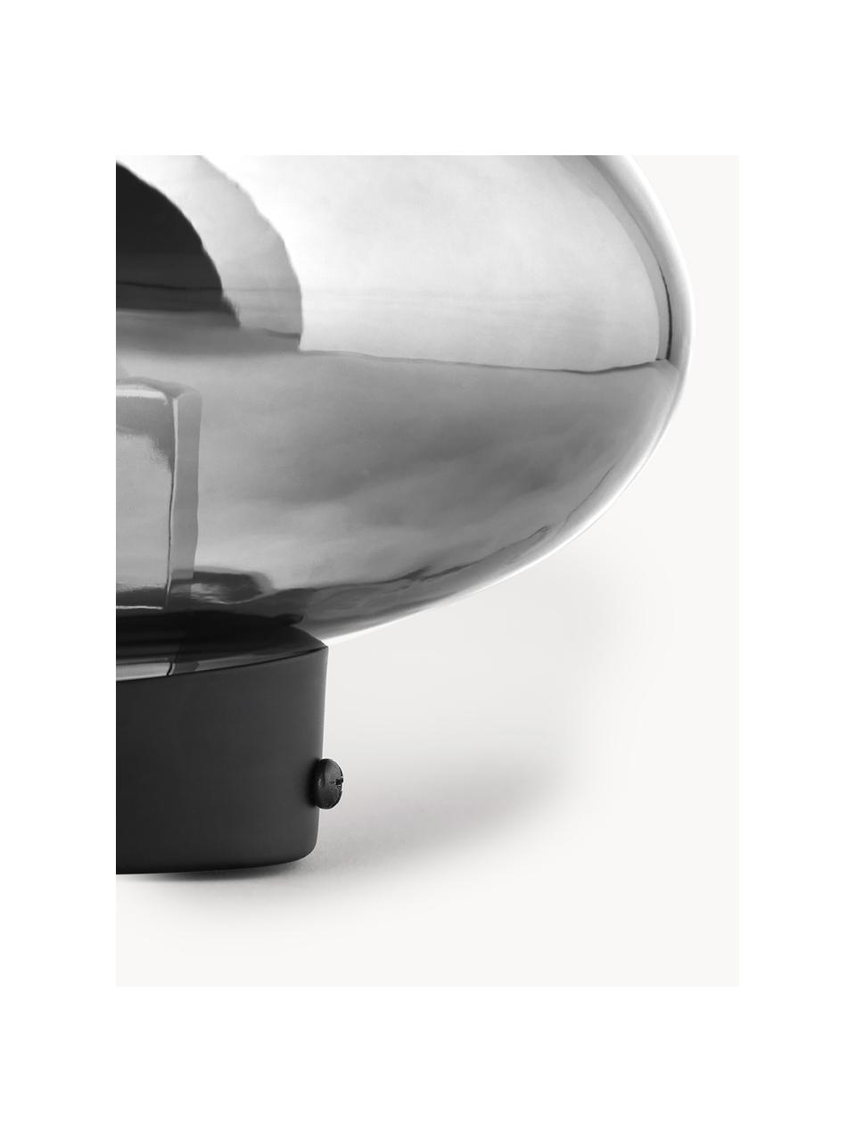 Mondgeblazen wandlamp Mabell, Lamp: mondgeblazen glas, Zilverkleurig, B 28 x D 13 cm