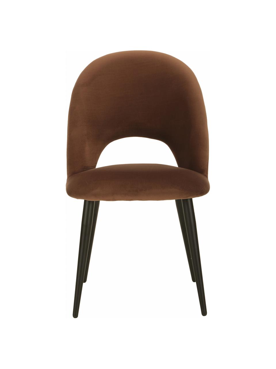 Silla de terciopelo Rachel, Tapizado: terciopelo (100% poliéste, Patas: metal con pintura en polv, Terciopelo marrón, An 53 x F 57 cm