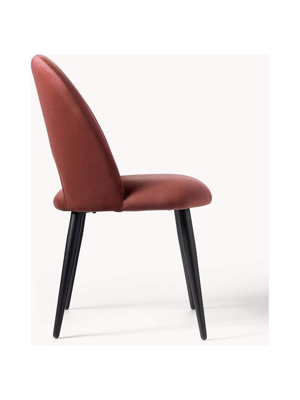 Zamatová čalúnená stolička Rachel, Zamatová hrdzavá červená, čierna matná, Š 53 x H 57 cm