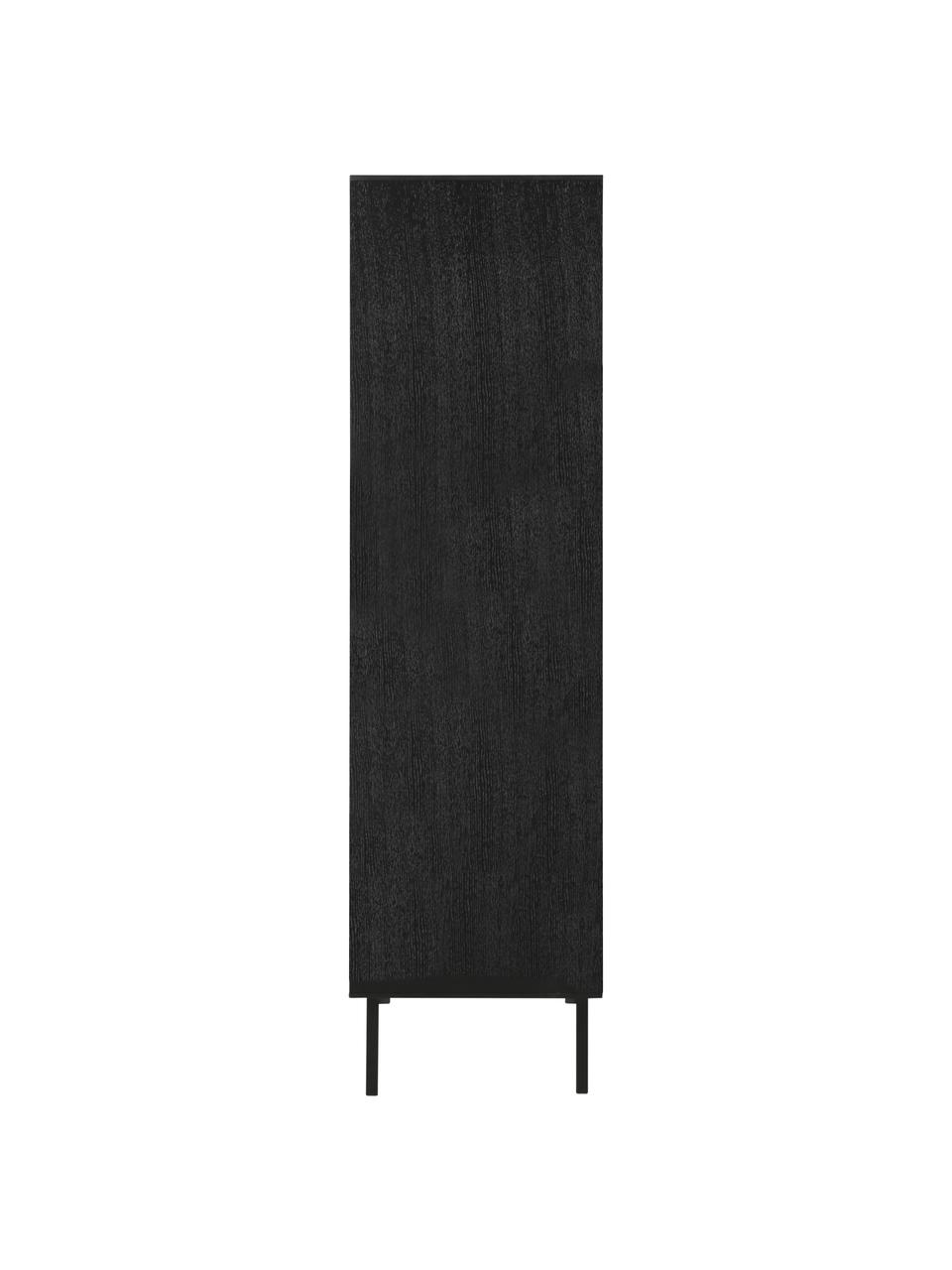 Rangement à façade nervurée Mojo, Noir, larg. 80 x haut. 150 cm