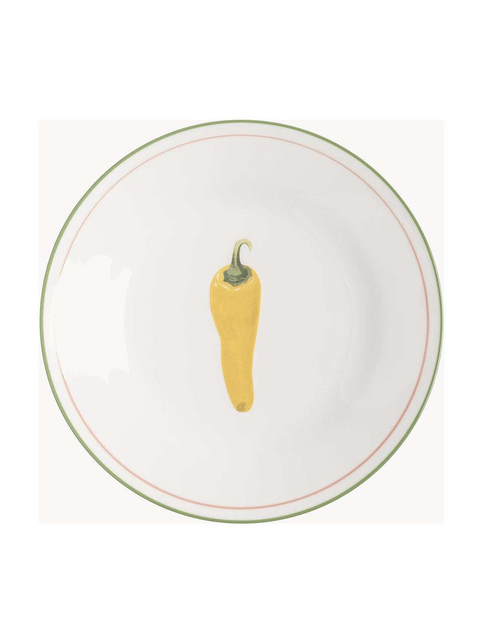 Sada snídaňových talířů z kostního porcelánu Fine Bone China Vegetable, 4 díly, Porcelán Fine Bone China, Více barev, Ø 21 cm