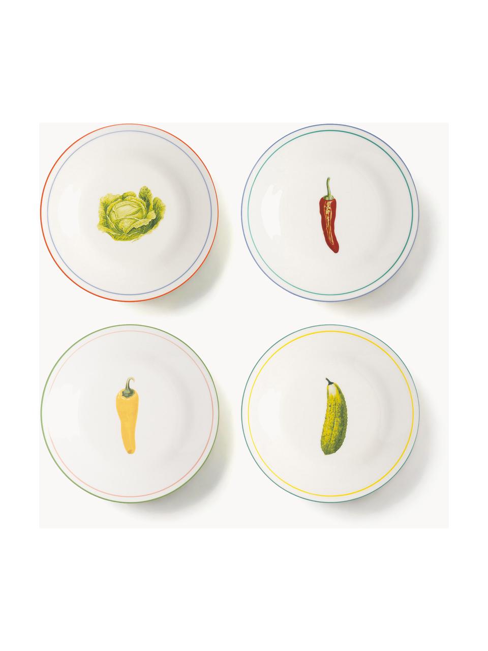 Frühstücksteller Vegetable aus Fine Bone China, 4er-Set, Fine Bone China, Bunt, Ø 21 cm