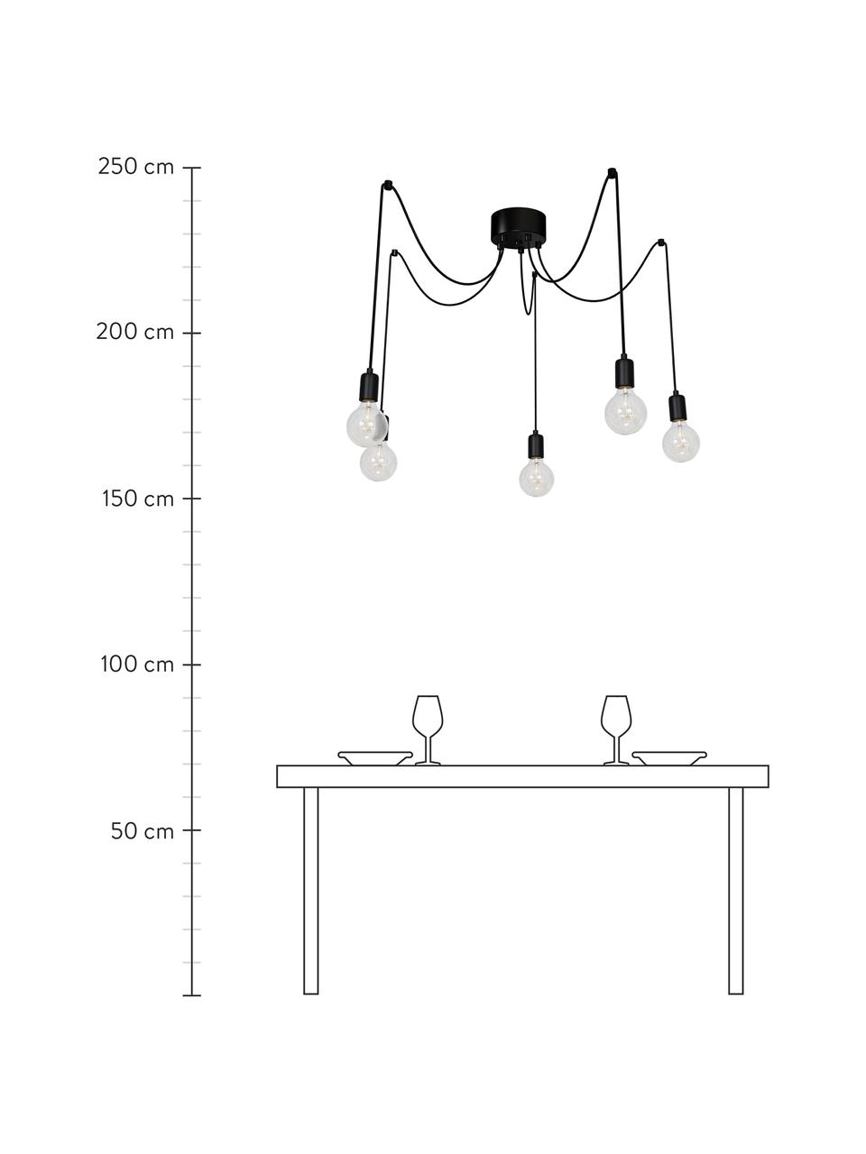 Pendelleuchte Spindel in Schwarz, Baldachin: Kunststoff, Schwarz, Individuell konfigurierbar