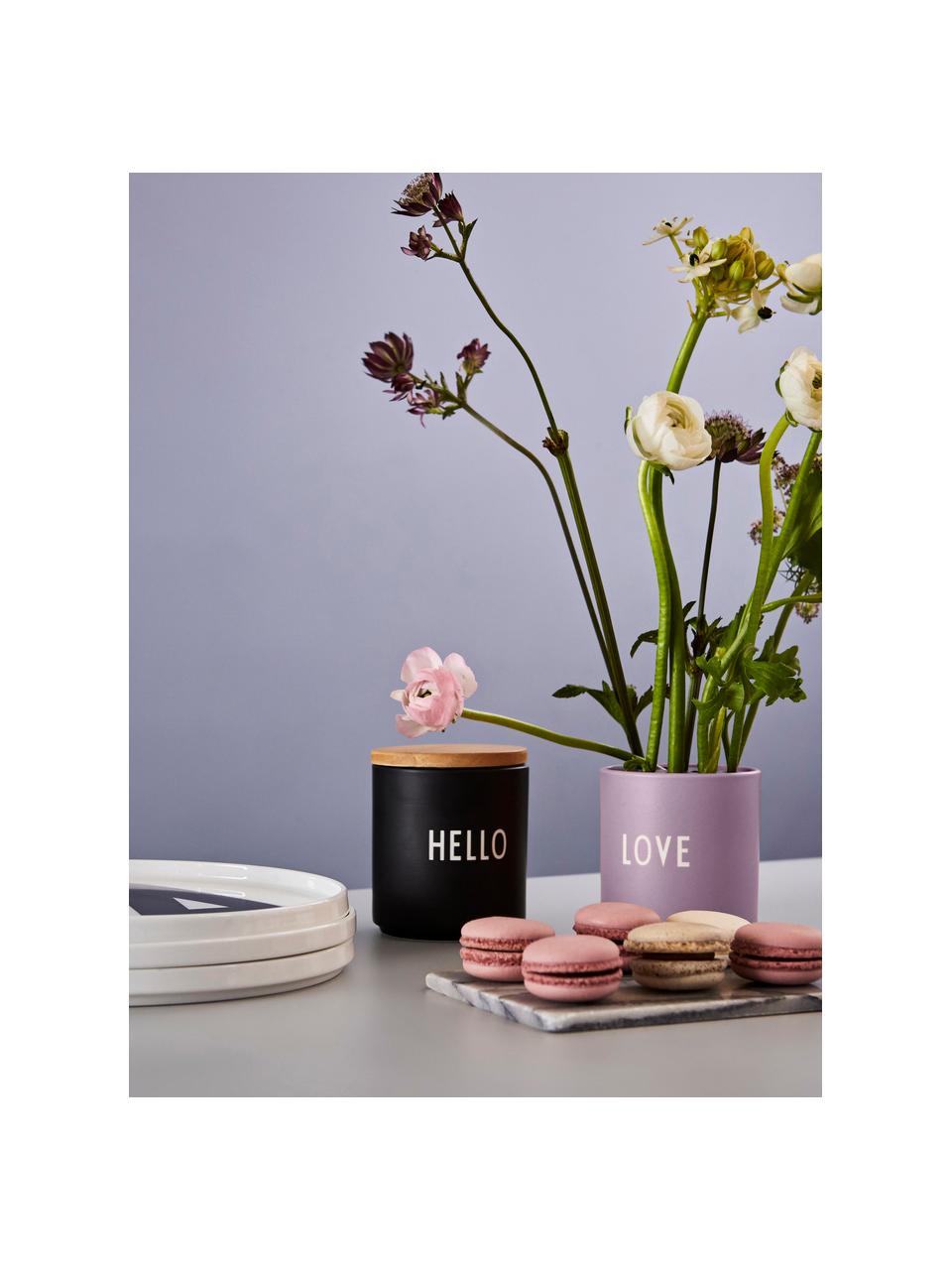 Designový pohárek s nápisem Favourite LOVE, Kostní porcelán Fine Bone China, Fialová (Love), Ø 8 x V 9 cm, 250 ml