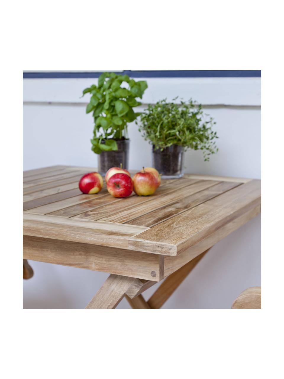Table de jardin rabattable York, 70x70 cm, Bois de teck, poncé
Certifié V-Legal, Bois de teck, larg. 70 x haut. 73 cm