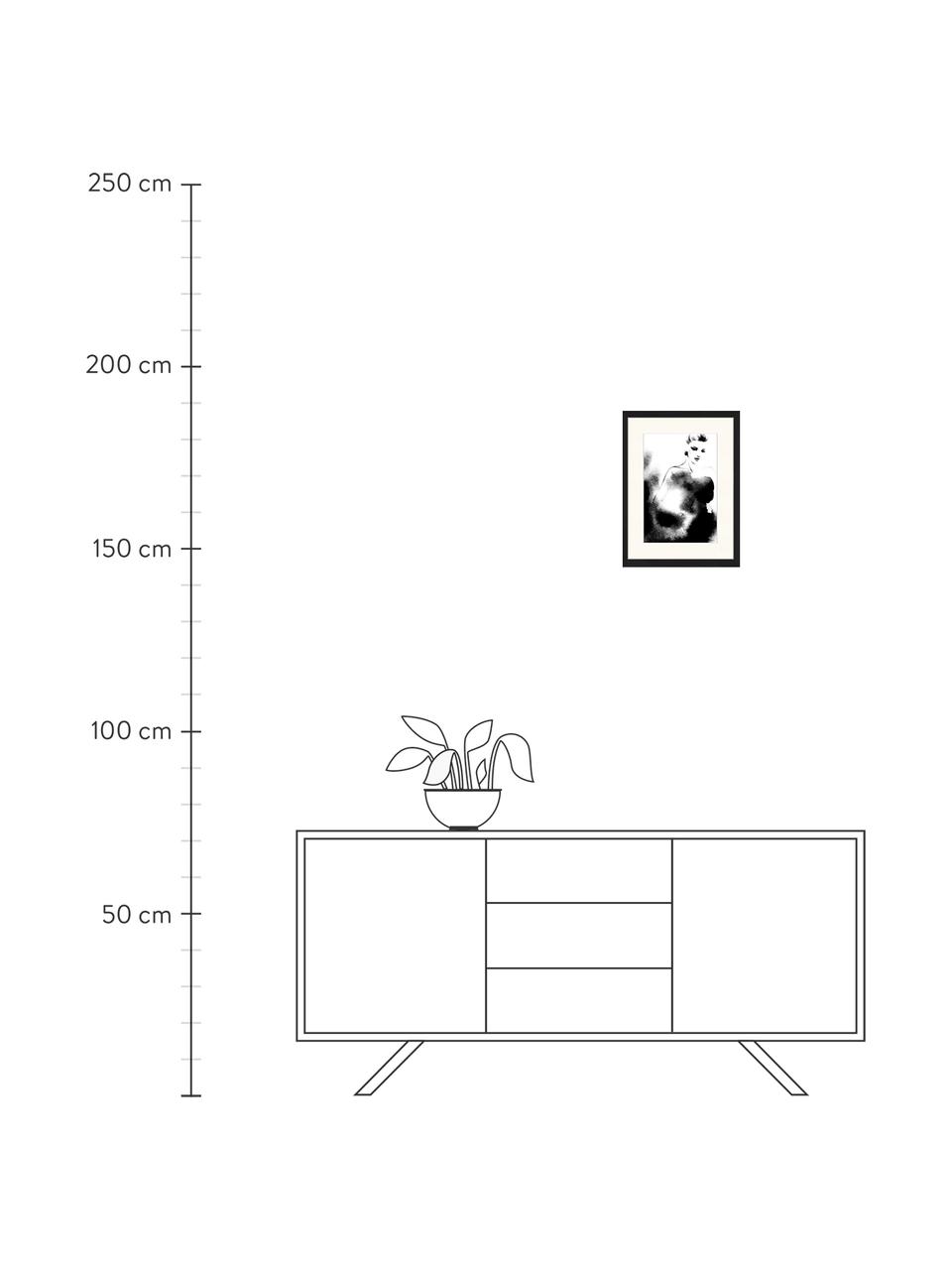 Ingelijste digitale print Fashion, Afbeelding: digitale print op papier,, Lijst: gelakt hout, Zwart, wit, B 33 cm x H 43 cm