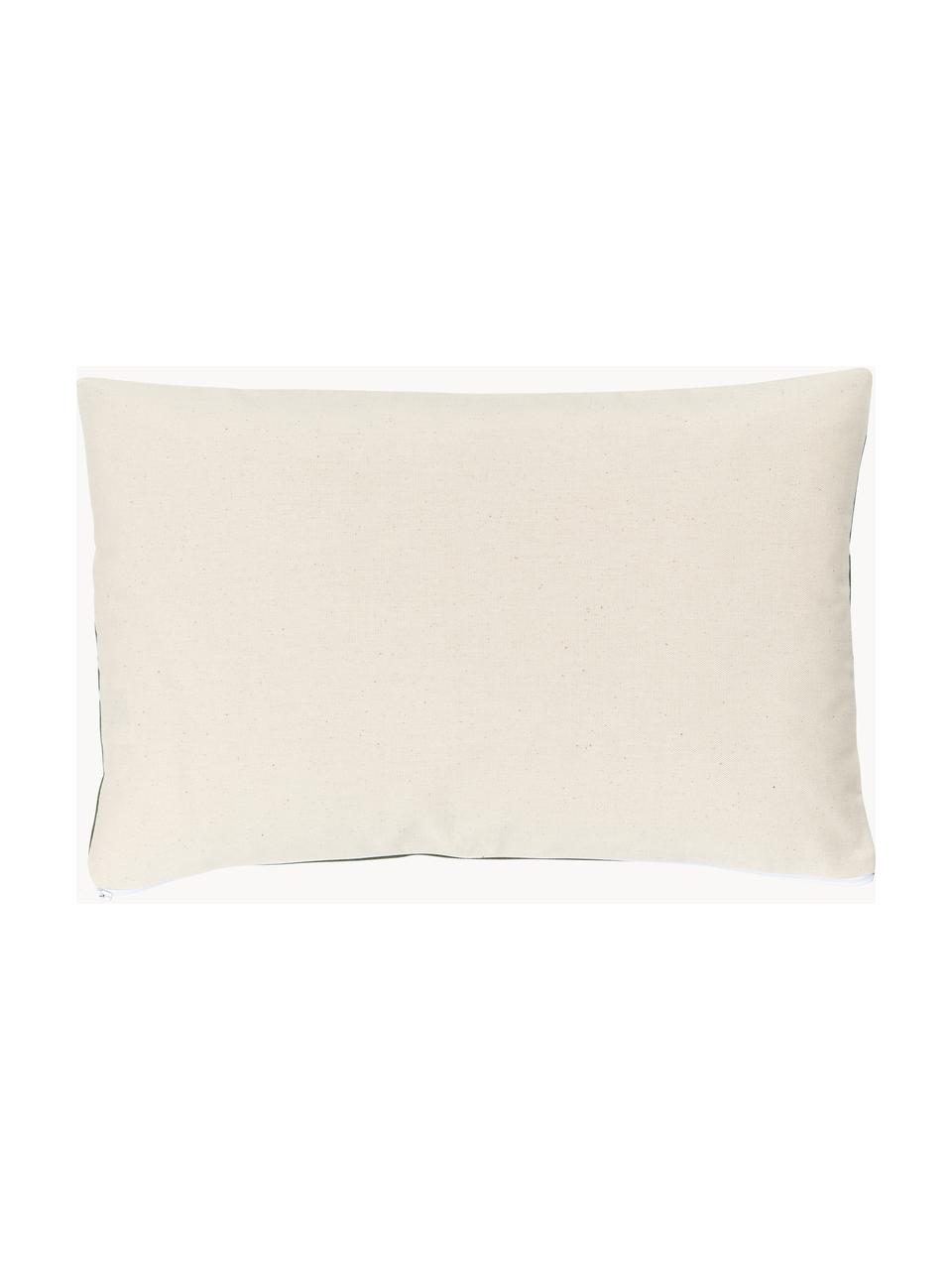 Housse de coussin bohème vert olive Ausel, 100 % coton, Vert olive, larg. 30 x long. 50 cm