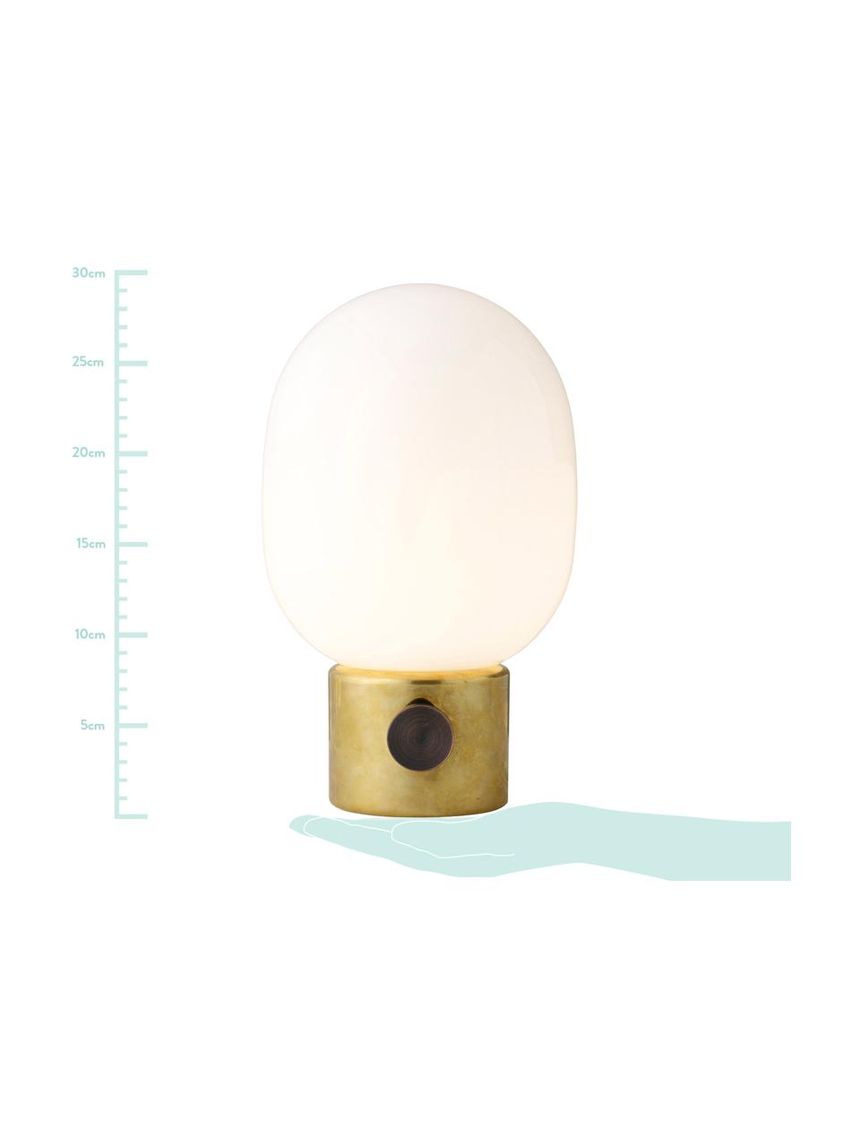 Petite lampe de nuit à intensité variable Mine, Pied de lampe : laiton, acier, poli Abat-jour : blanc