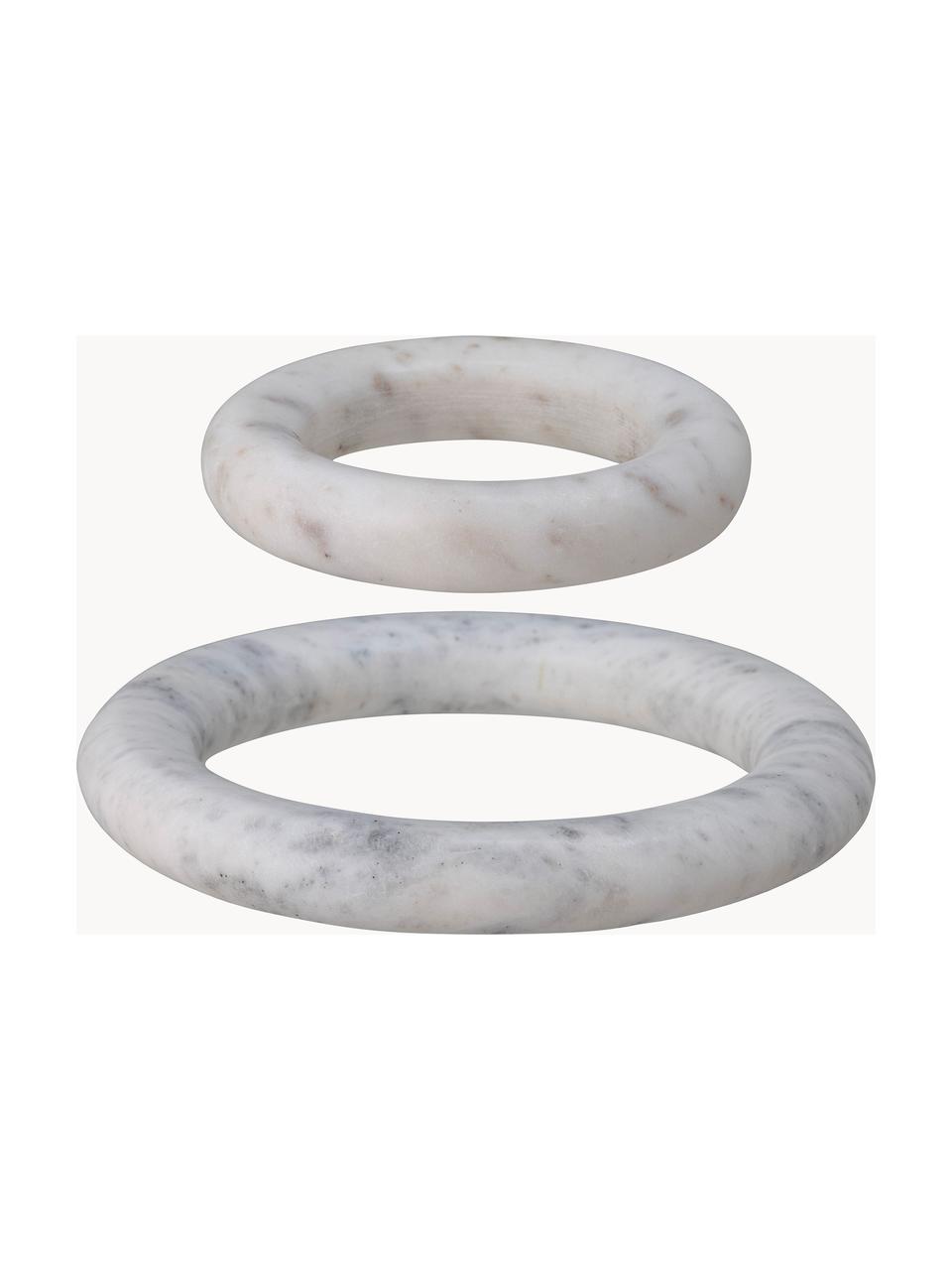 Marmor-Topfuntersetzer Finola, 2er-Set, Marmor, Weiß, marmoriert, Set mit verschiedenen Größen