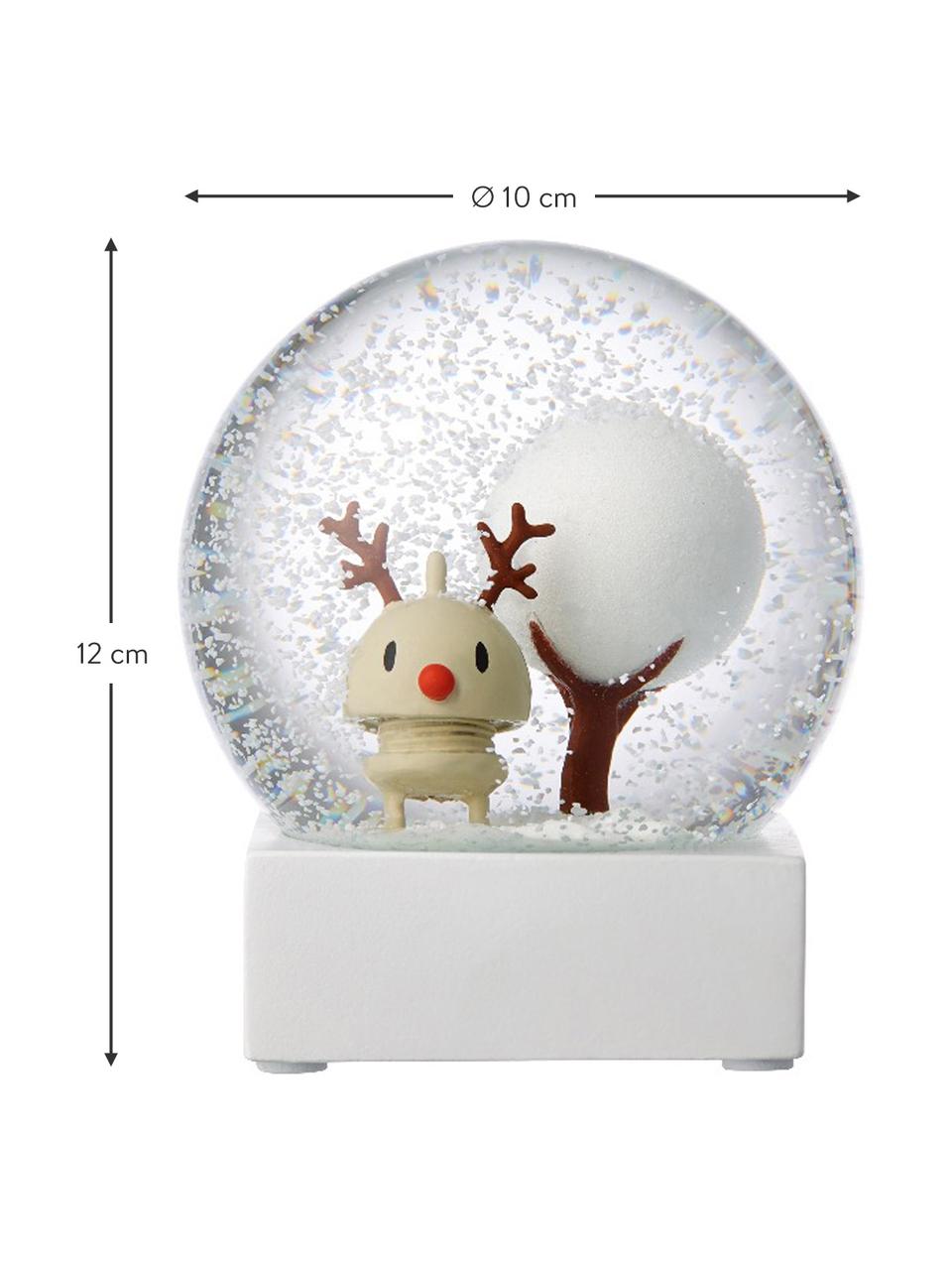 Bola de nieve Rudolf, Blanco, transparente, Ø 10 x Al 12 cm