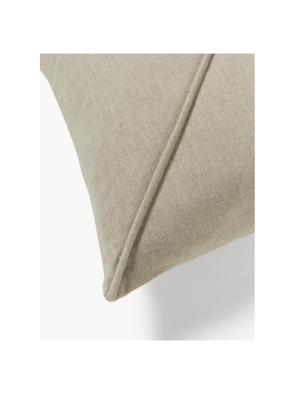 Housse de coussin 45x45 en lin Darla, 51 % lin, 49 % coton, Taupe, larg. 45 x long. 45 cm