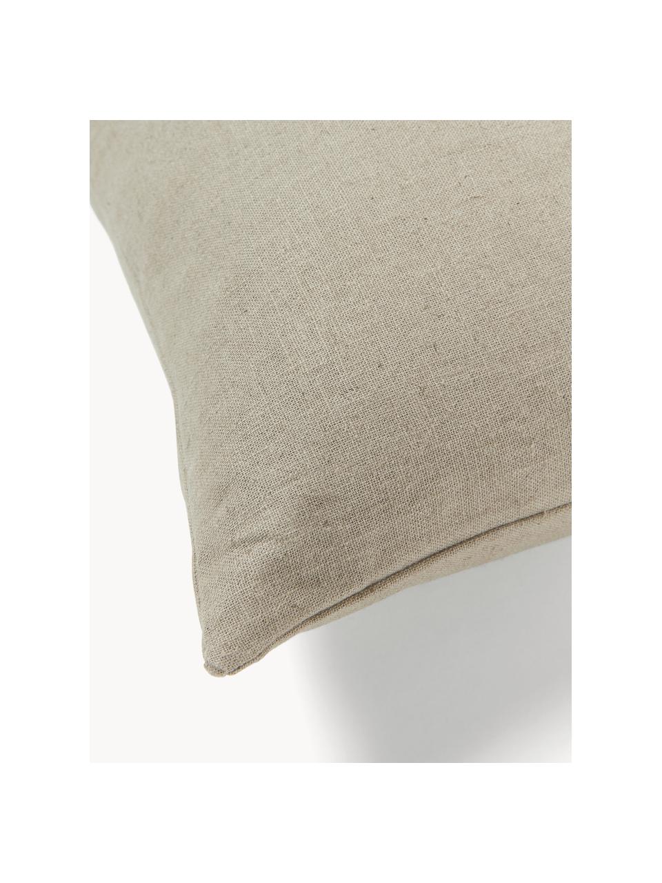 Housse de coussin 45x45 en lin Darla, 51 % lin, 49 % coton, Taupe, larg. 45 x long. 45 cm