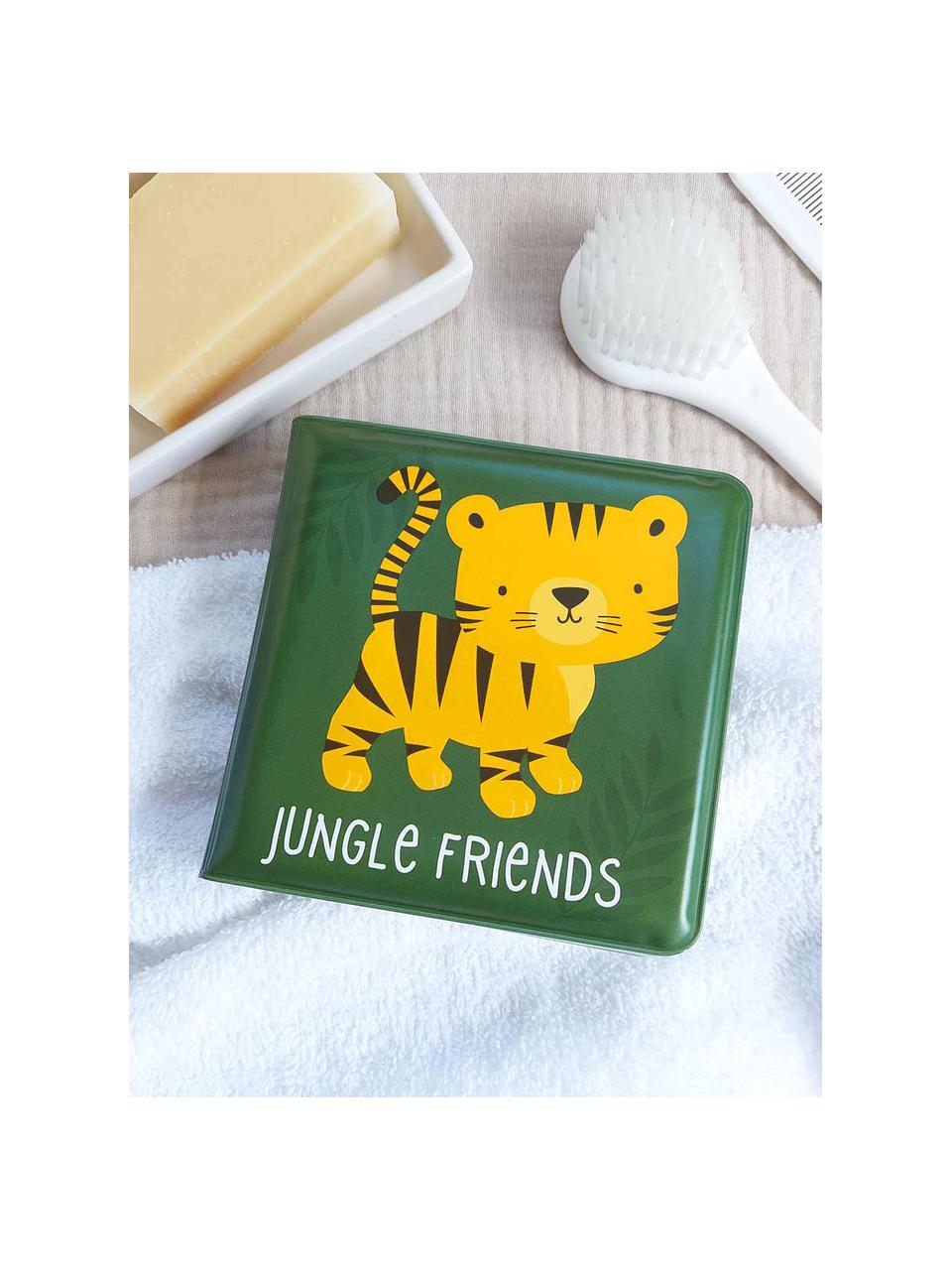 Badebuch Jungle Friends, Kunststoff, Schaumstoff, wasserdicht, Dunkelgrün, Mehrfarbig, B 12 x H 12 cm