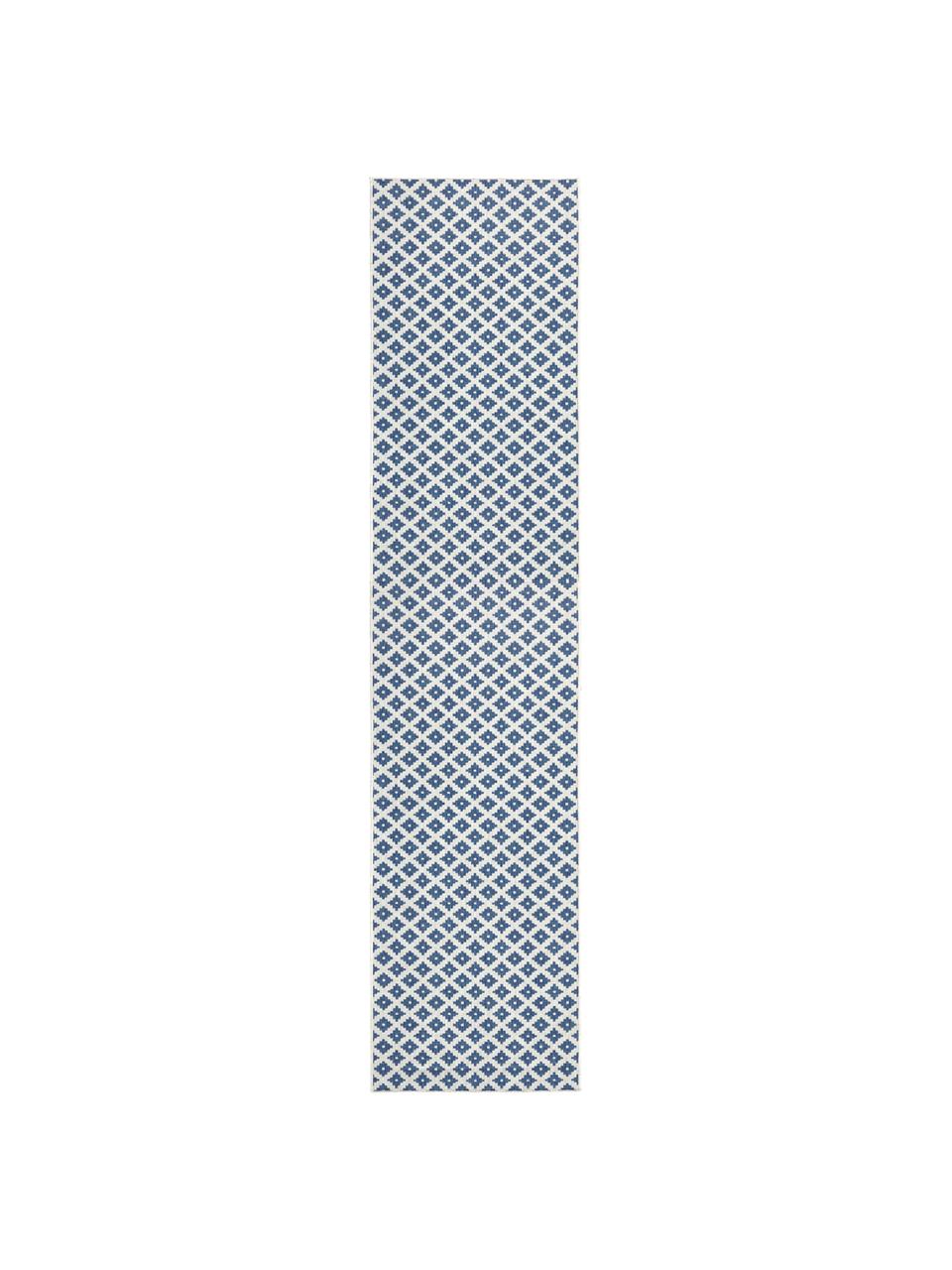 Alfombra reversible de interior/exterior Nizza, Azul, crema, An 80 x L 250 cm