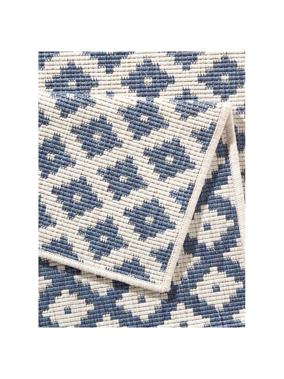 Alfombra reversible de interior/exterior Nizza, Azul, crema, An 80 x L 250 cm