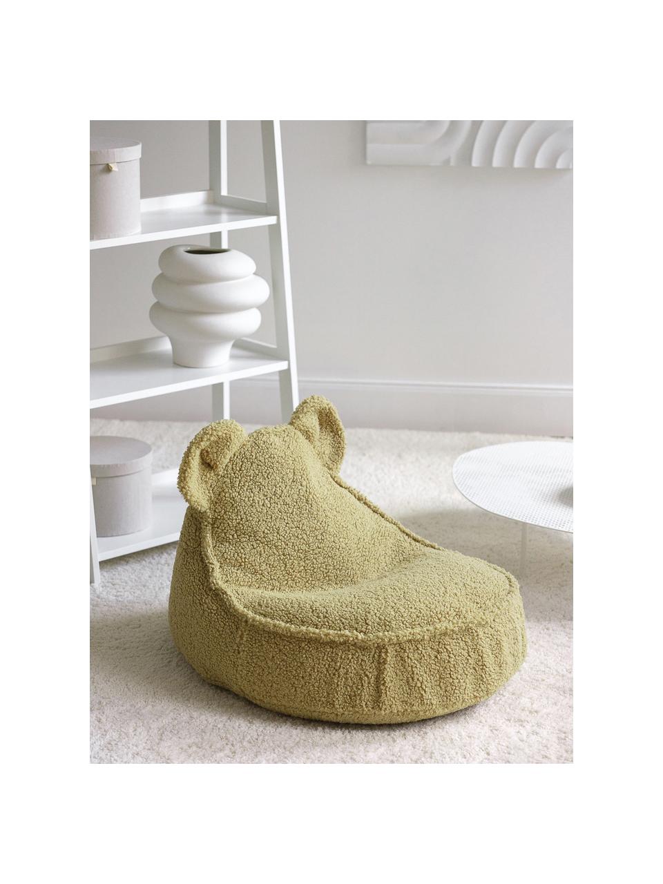 Pouf per bambini in teddy Bear, Teddy verde chiaro, Larg. 60 x Prof. 70 cm