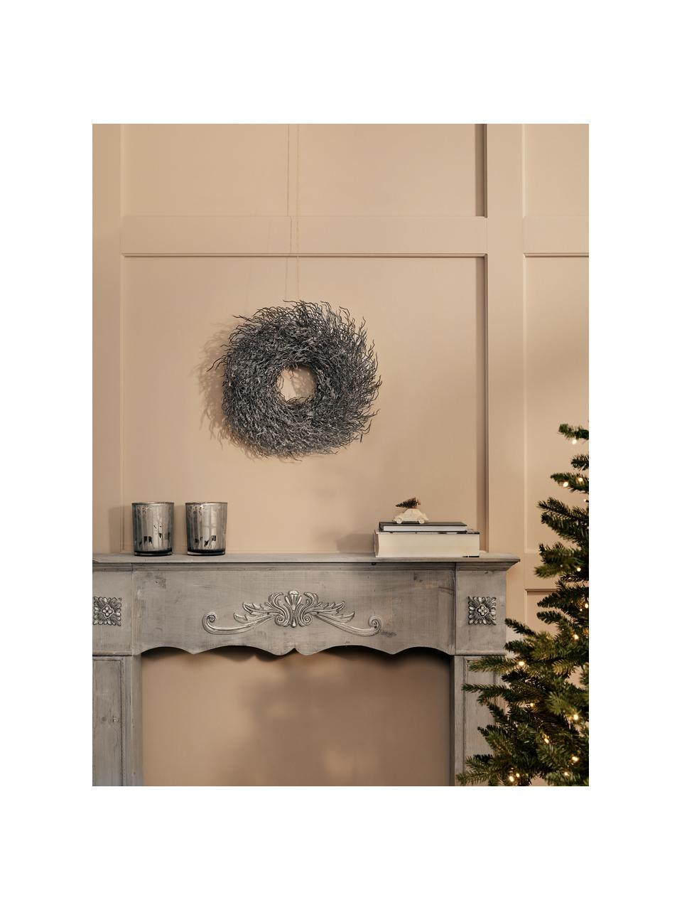 Weihnachtskranz Simple Ø 40 cm, Kunststoff, Metall, Grau, Ø 40 x H 15 cm
