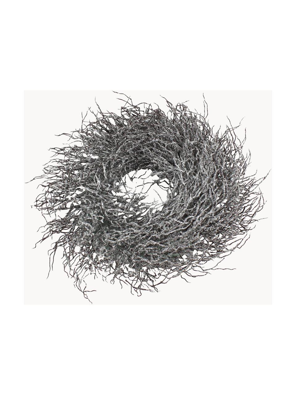 Couronne de Noël Simple, Ø 40 cm, Plastique, métal, enduit, Gris, Ø 40 x haut. 15 cm