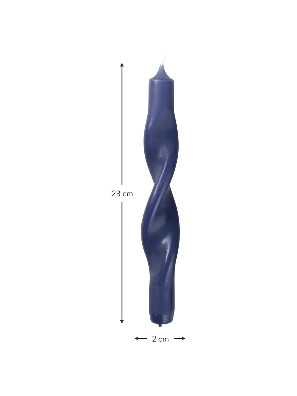 Świeca stożkowa Twist, 2 szt., Wosk, Niebieski, Ø 2 x W 23 cm