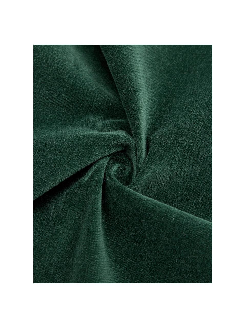 Fluwelen kussenhoes Sina in donkergroen met structuurpatroon, Fluweel (100% katoen), Donkergroen, B 45 x L 45 cm