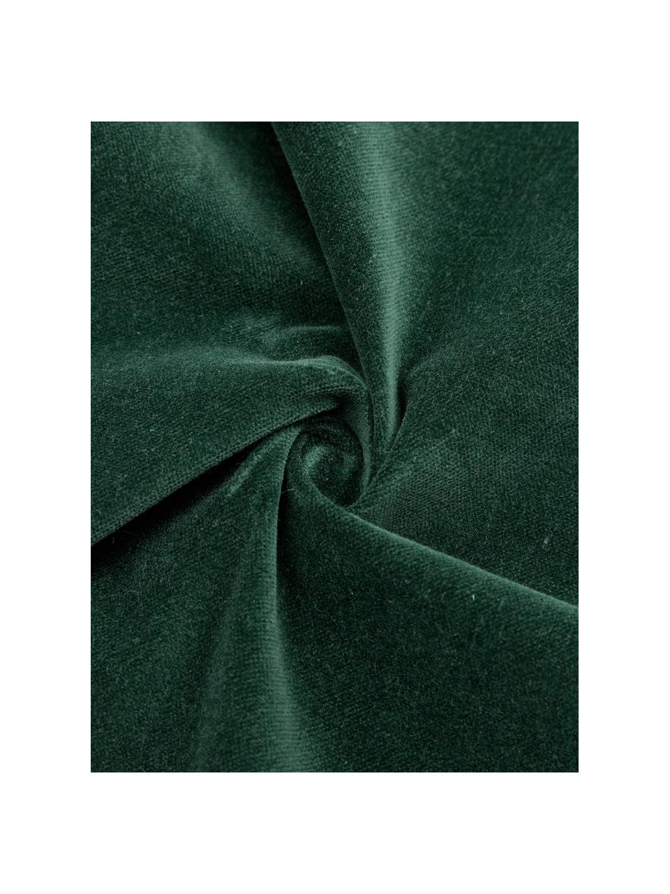 Housse de coussin en velours texturé Sina, Velours (100 % coton), Vert foncé, larg. 45 x long. 45 cm