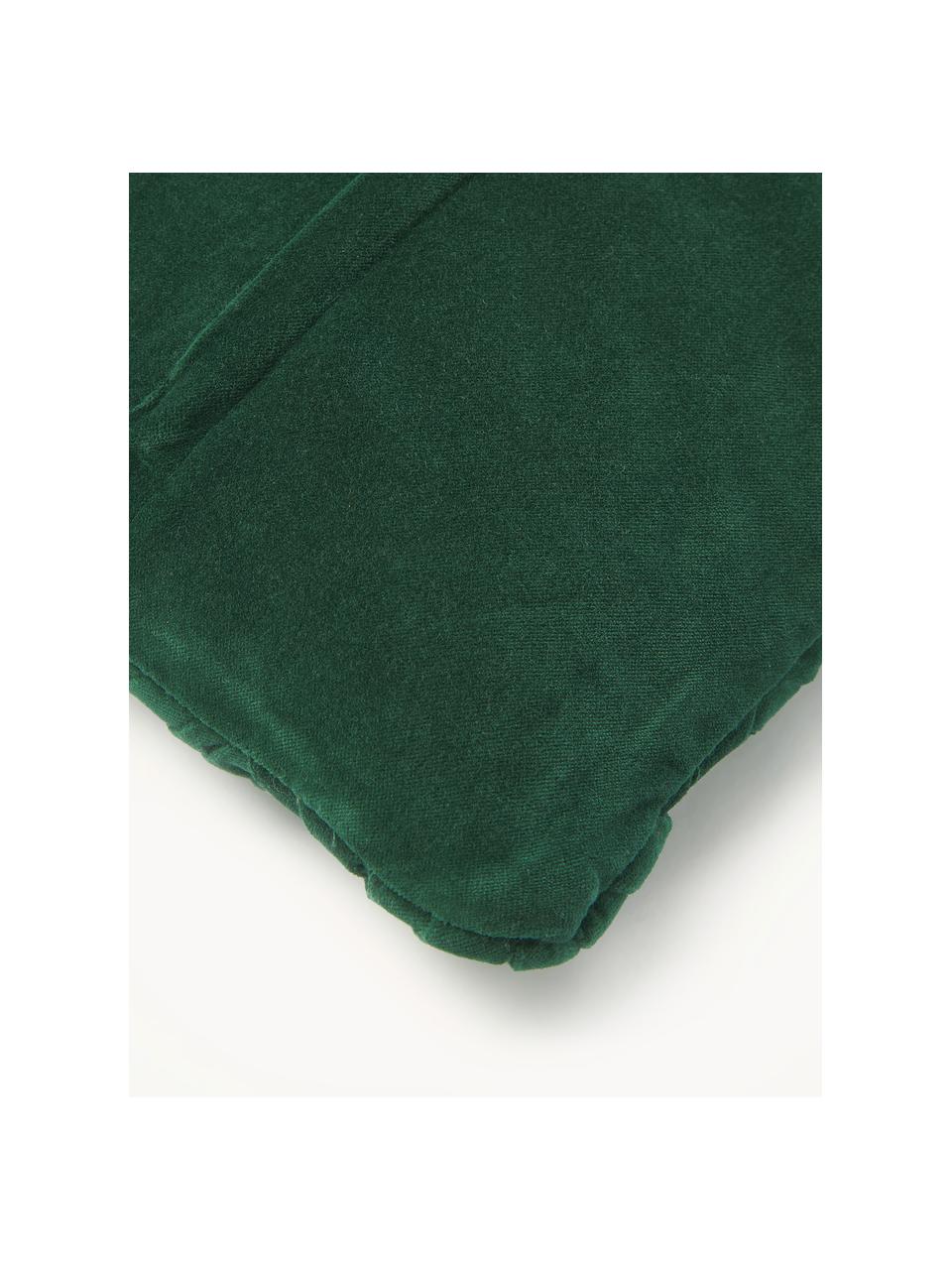 Housse de coussin 45x45 en velours texturé Sina, Velours (100 % coton), Vert foncé, larg. 45 x long. 45 cm