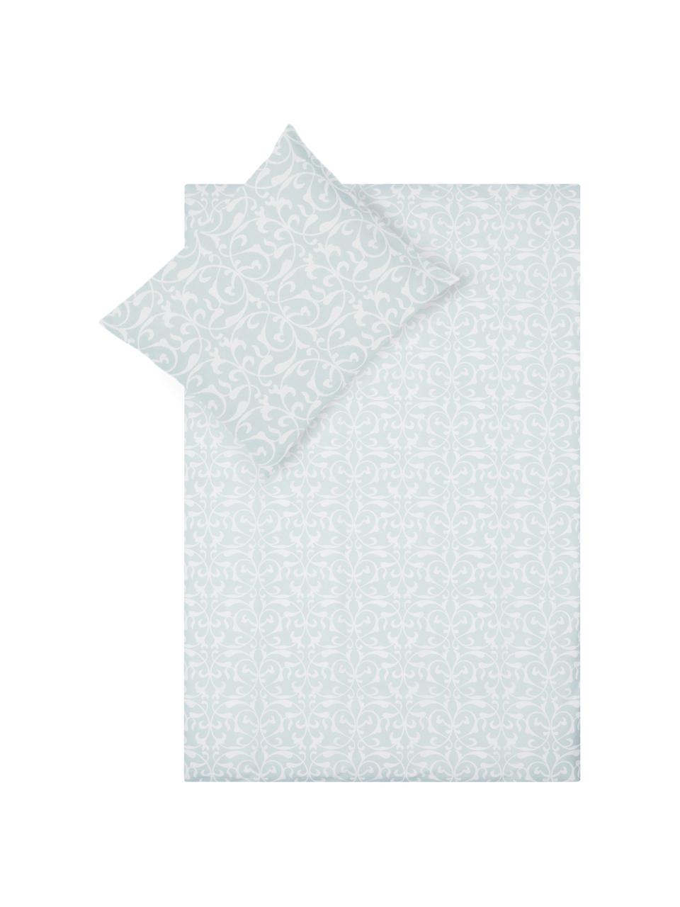 Dubbelzijdig dekbedovertrek Sola, Katoen, Bovenzijde: lichtblauw, wit. Onderzijde: wit, 140 x 200 cm