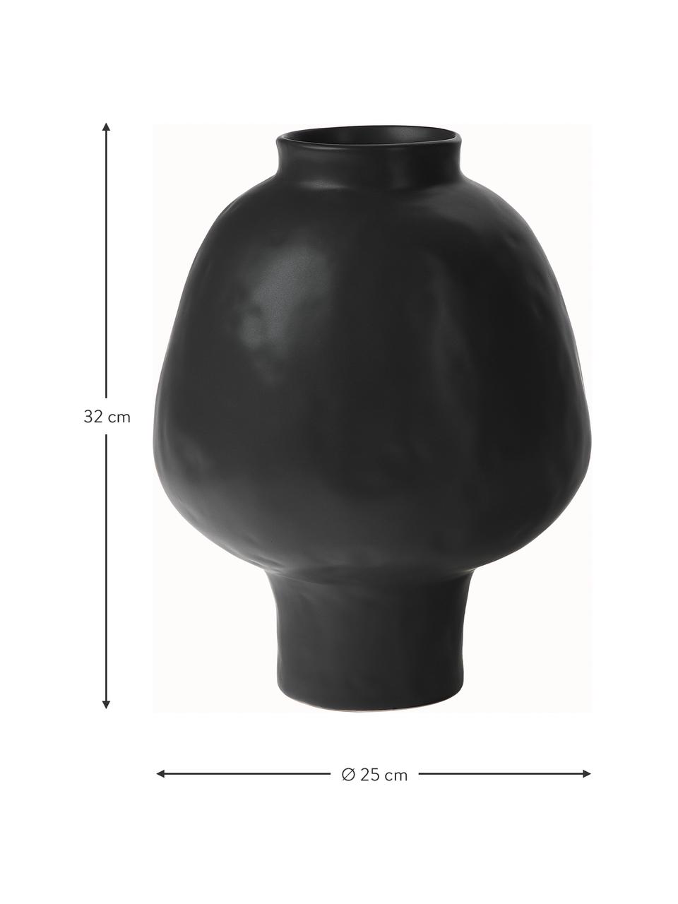 Handgefertigte Vase Saki aus Keramik in Schwarz, Keramik, Schwarz, Ø 25 x H 32 cm