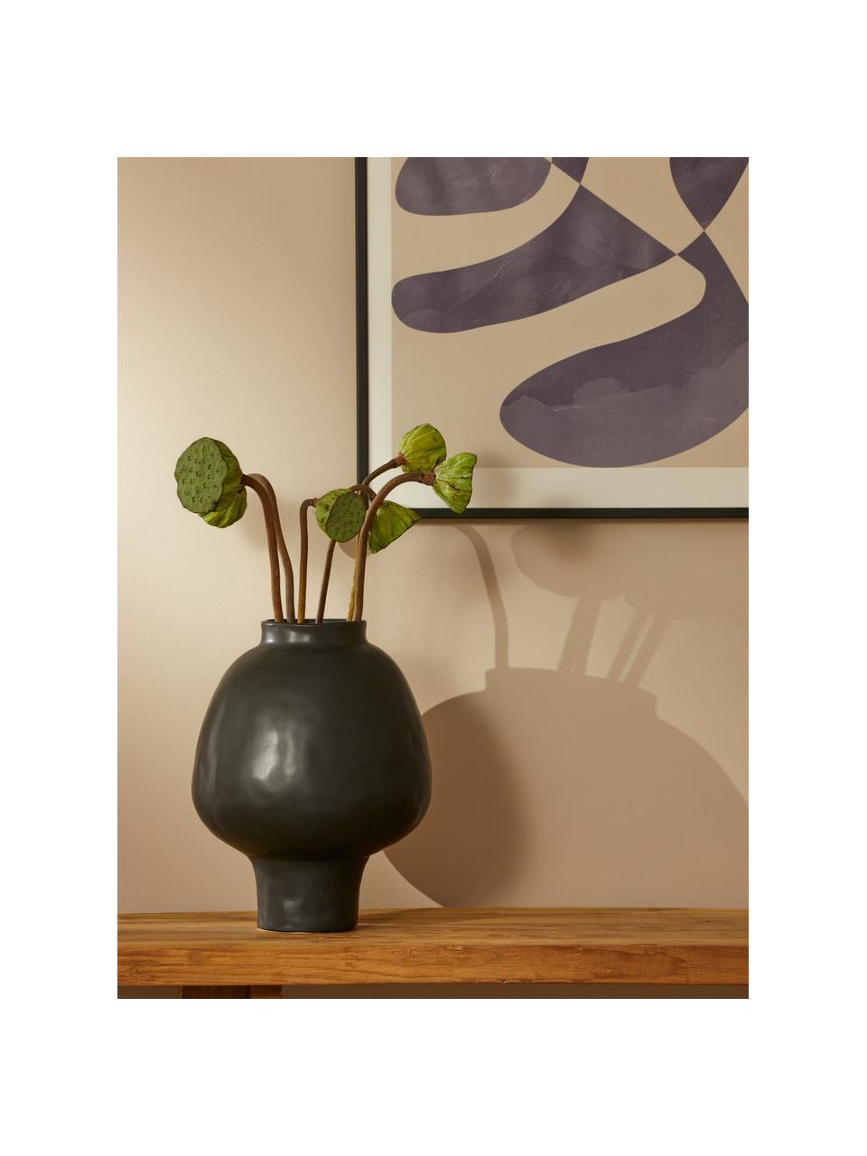 Ręcznie wykonany wazon z ceramiki Saki, W 32 cm, Ceramika, Czarny, Ø 25 x W 32 cm