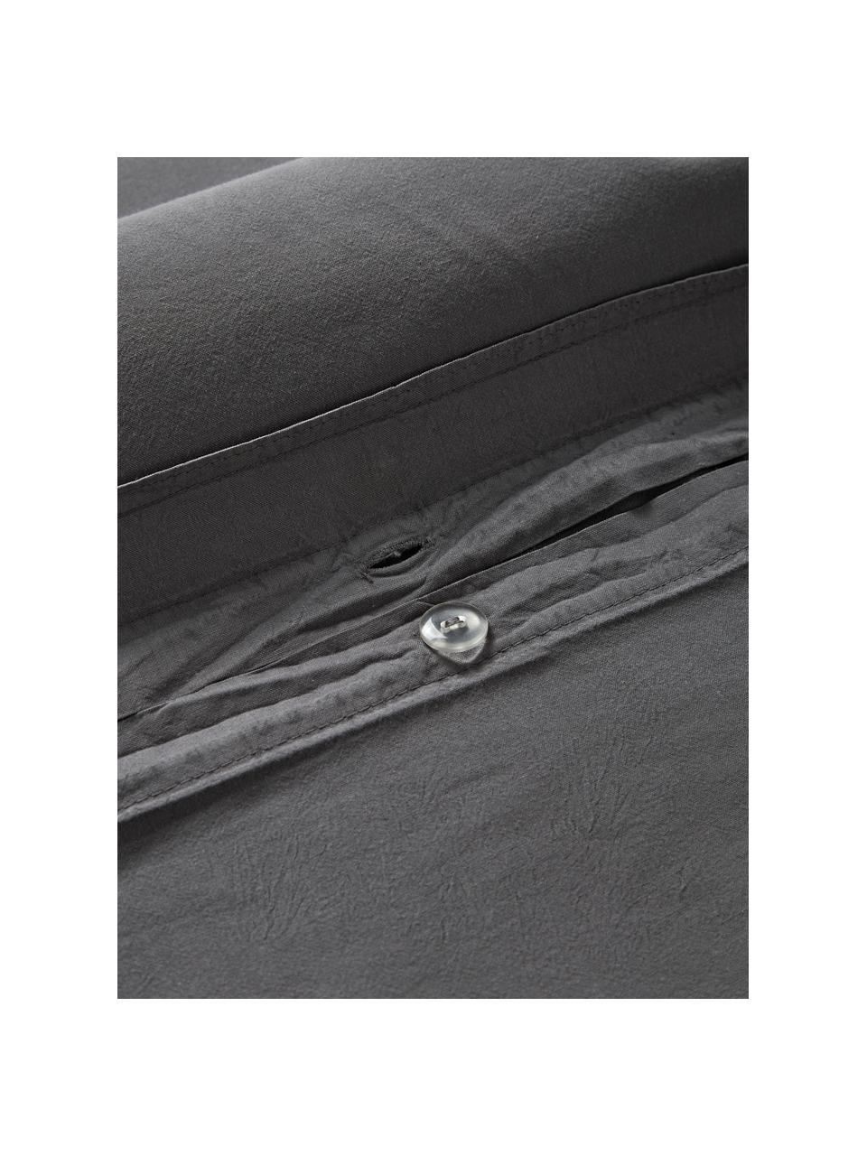 Funda de almohada de percal lavado Debbie, Gris oscuro, An 45 x L 110 cm