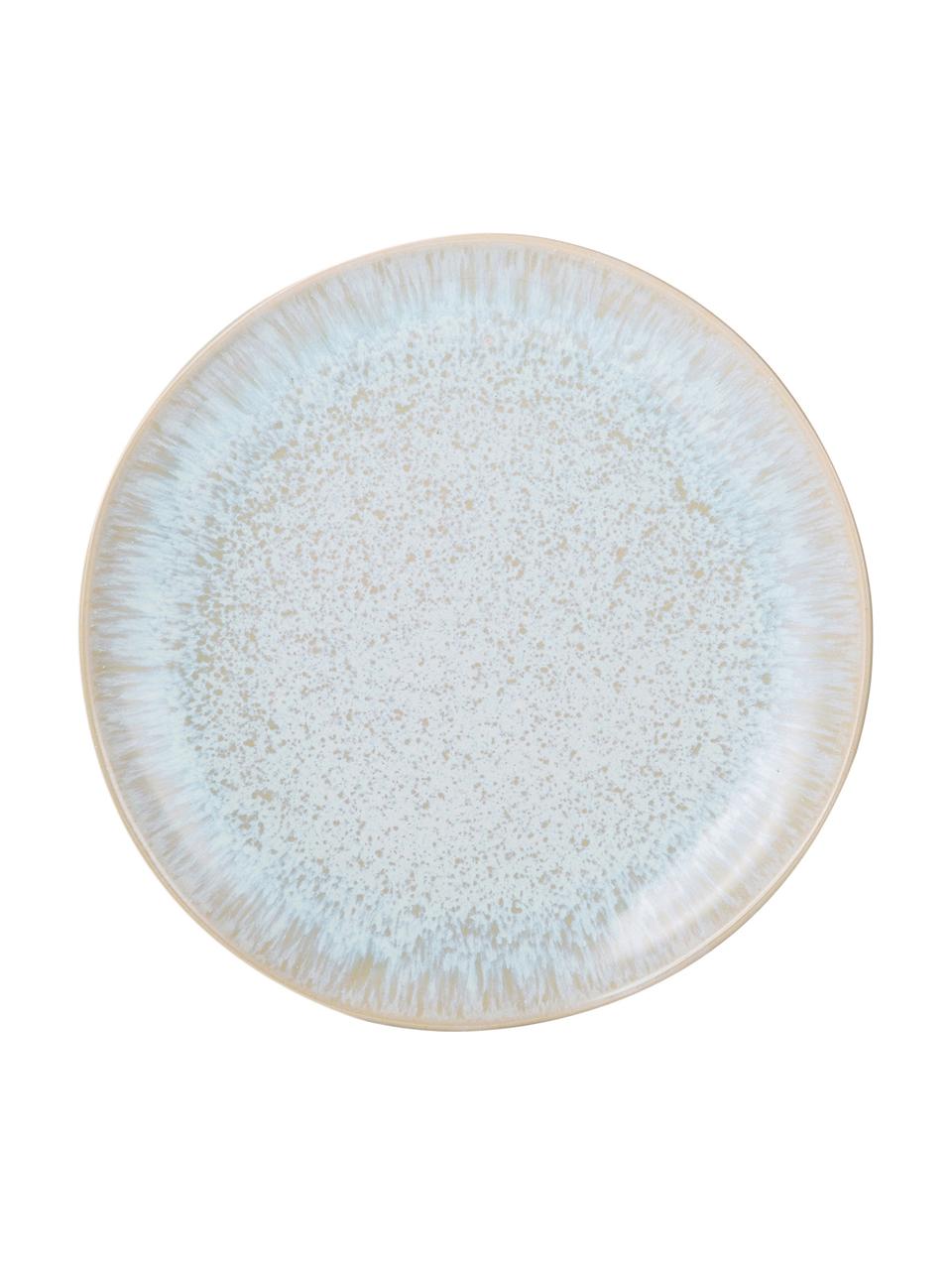 Handbemalte Frühstücksteller Areia mit reaktiver Glasur, 2 Stück, Steingut, Hellblau, Gebrochenes Weiß, Hellbeige, Ø 22 cm