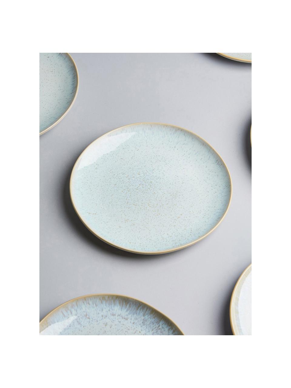Handgeschilderde ontbijtborden Areia met reactief glazuur, 2 stuks, Keramiek, Lichtblauw, gebroken wit, lichtbeige, Ø 22 cm