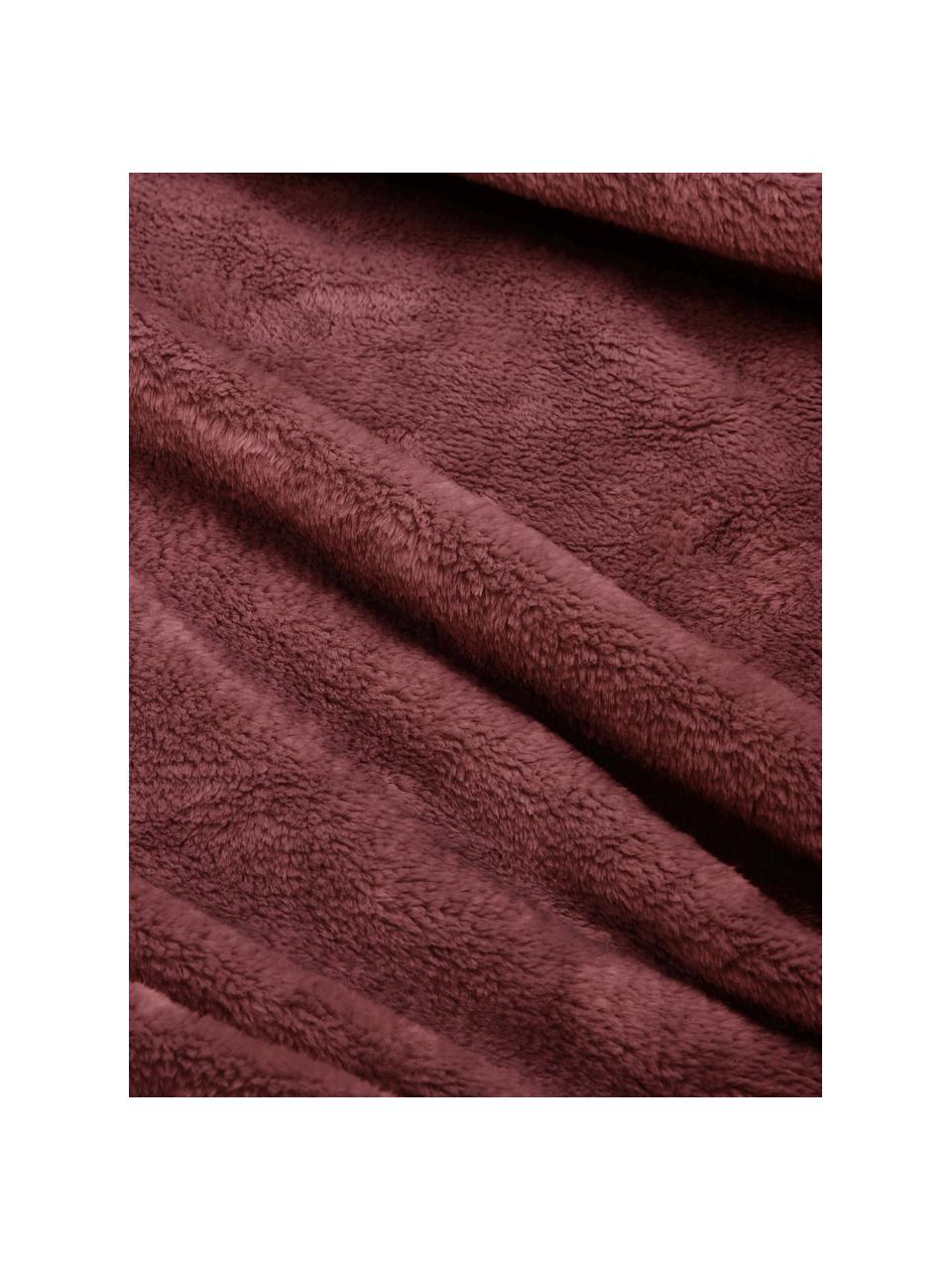 Coperta soffice color rosso vino Doudou, 100% poliestere, Rosso vino, Larg. 130 x Lung. 160 cm