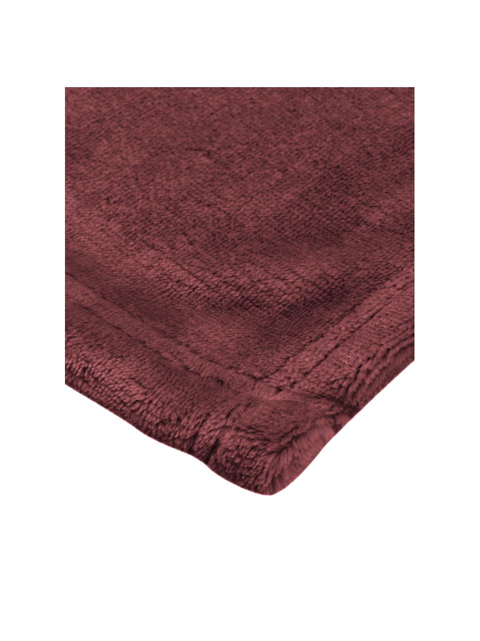 Coperta soffice color rosso vino Doudou, 100% poliestere, Rosso vino, Larg. 130 x Lung. 160 cm