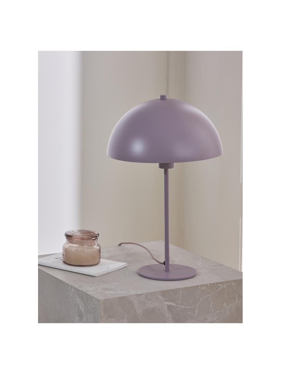 Lámpara de mesa Matilda, Pantalla: metal con pintura en polv, Cable: cubierto en tela, Lavanda, Ø 29 x Al 45 cm