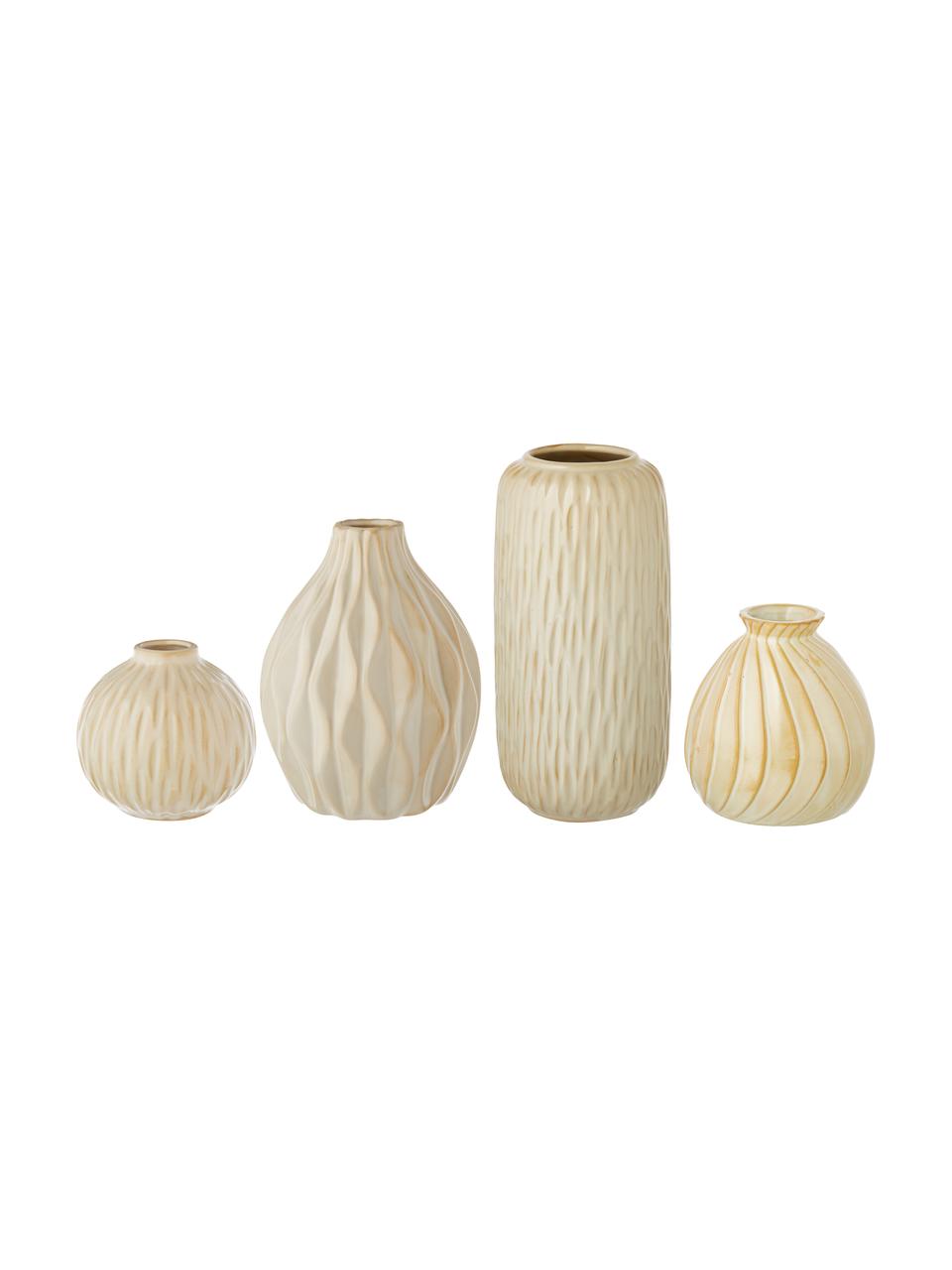 Set 4 vasi decorativi in porcellana Zalina, Porcellana, Crema, beige, Set in varie misure