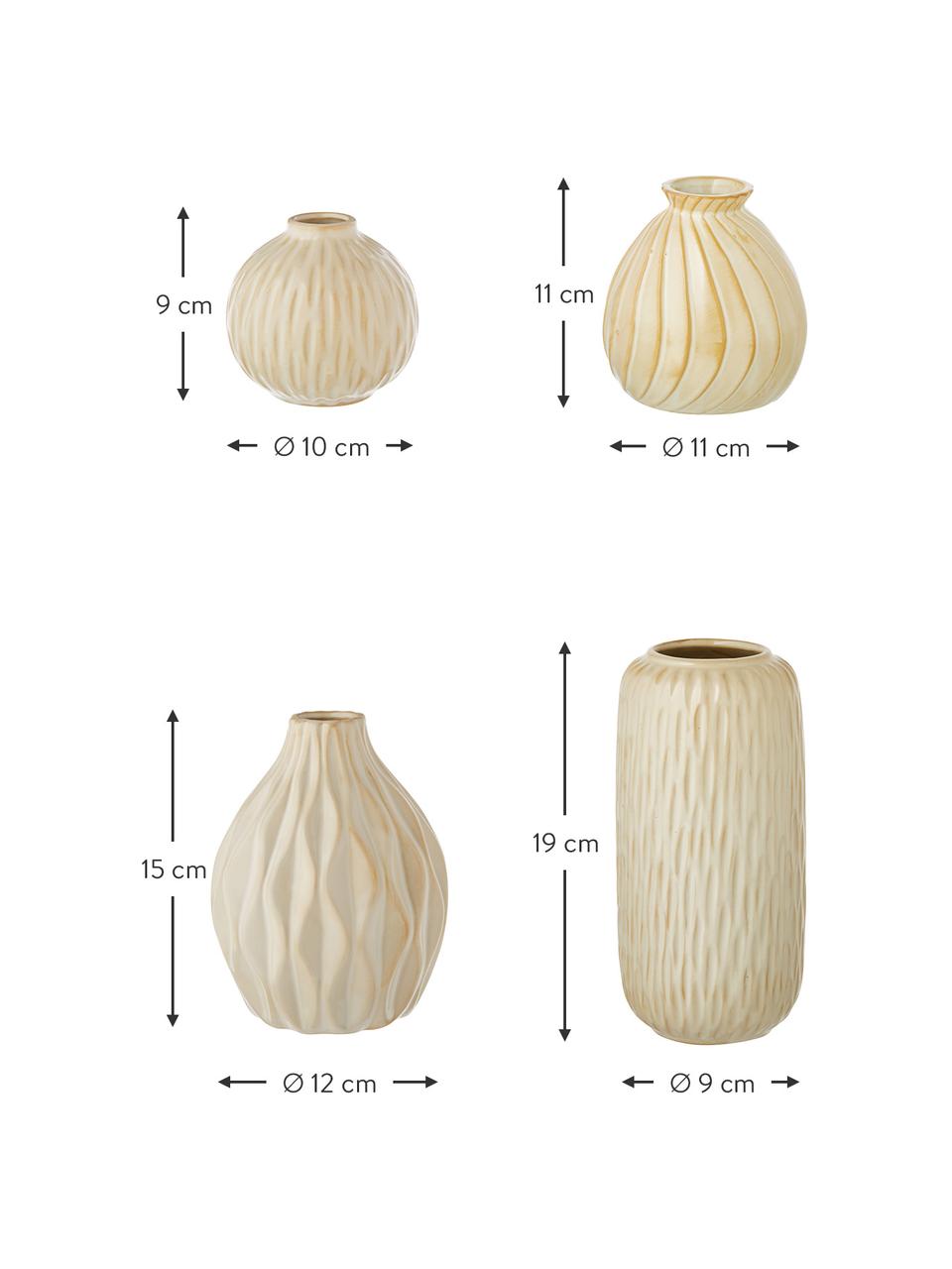 Komplet wazonów z porcelany Zalina, 4 elem., Porcelana, Kremowy, beżowy, Komplet z różnymi rozmiarami