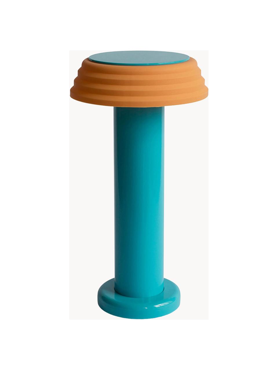 Lámpara de mesa pequeña LED regulable PL1, Pantalla: silicona, Estructura: metal recubierto, Cable: plástico, Azul petróleo, naranja, Ø 13 x Al 24 cm