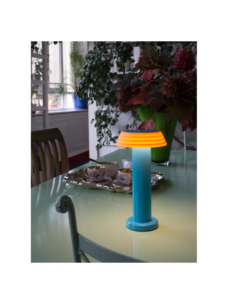 Malá prenosná stolová LED lampa PL1, Petrolejová, oranžová, Ø 13 x V 24 cm