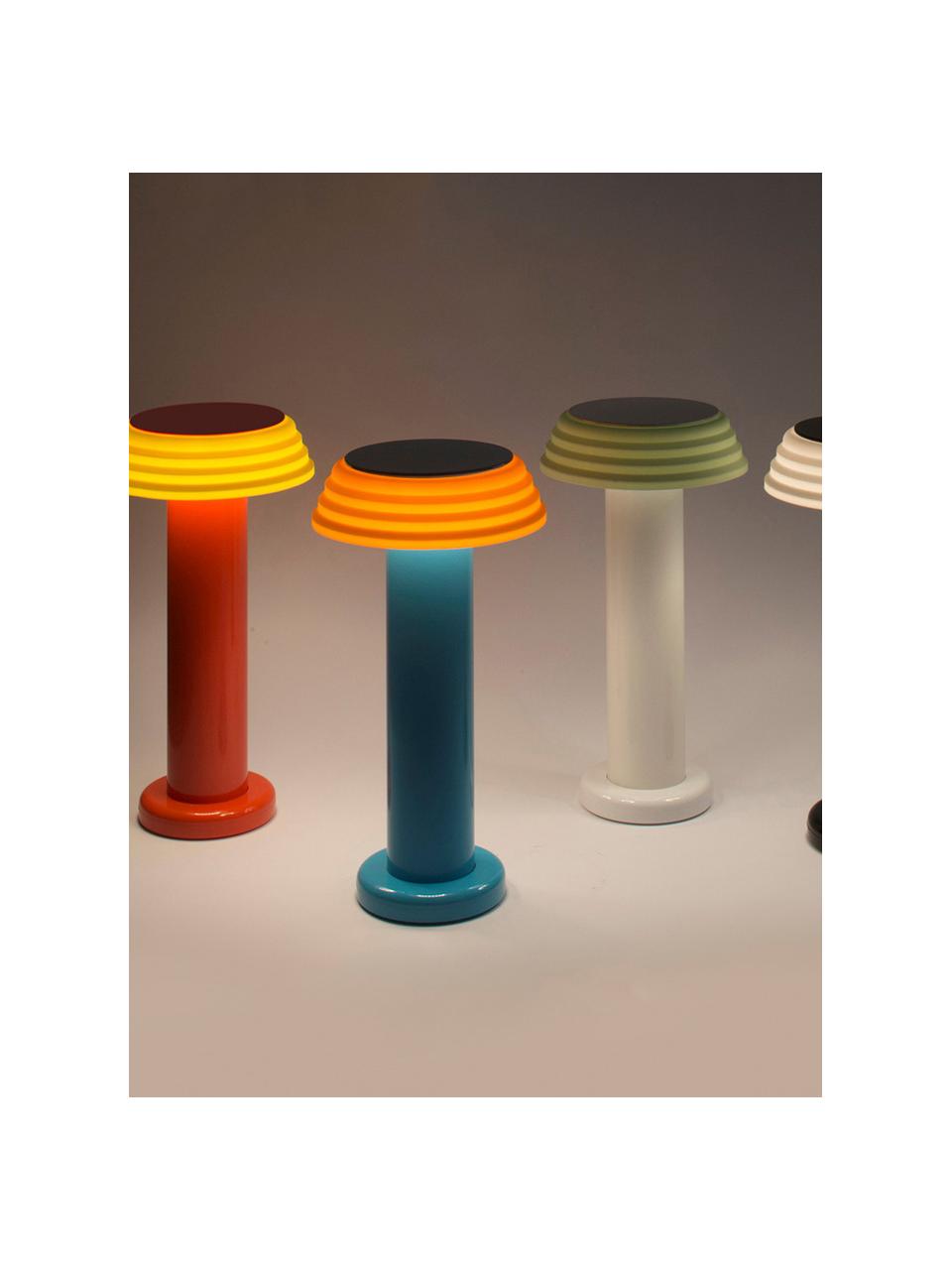 Lampada da tavolo piccola portatile a LED con luce regolabile PL1, Paralume: silicone, Struttura: metallo rivestito, Petrolio, arancione, Ø 13 x Alt. 24 cm