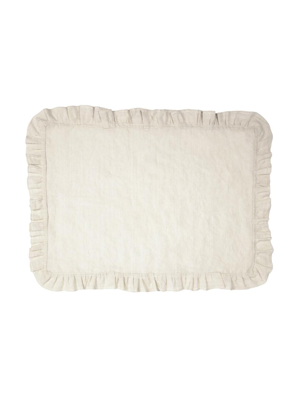 Tovaglietta americana in lino beige Juniana 2 pz, 50% lino, 50% cotone, Bianco latteo, Larg. 50 x Lung. 35 cm