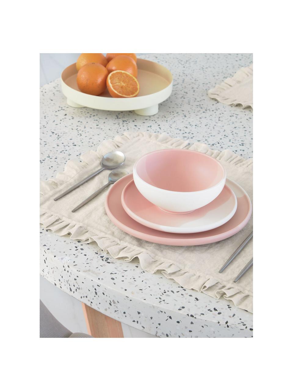 Linnen placemats Juniana in beige, 2 stuks, 50% linnen, 50% katoen, Beige, B 50 x L 35 cm