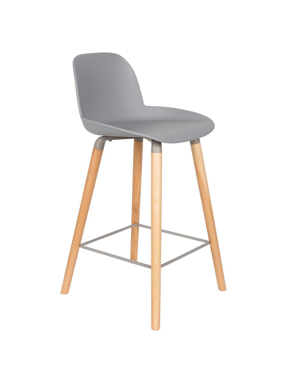 Dizajnová barová stolička Albert Kuip, Sedadlo: svetlosivá Nohy: jaseň Rám a podnožka: sivá
