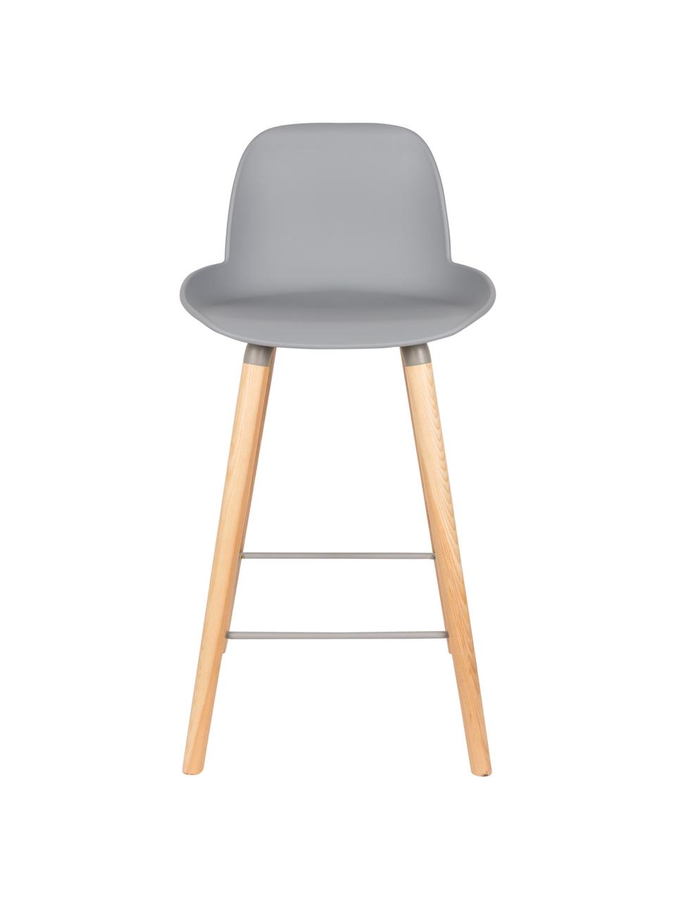 Krzesło kontuarowe Albert Kuip, Nogi: drewno dębowe, Siedzisko: jasny szary Nogi: drewno jesionowe Rama i podnóżek: szary, S 45 x W 89 cm