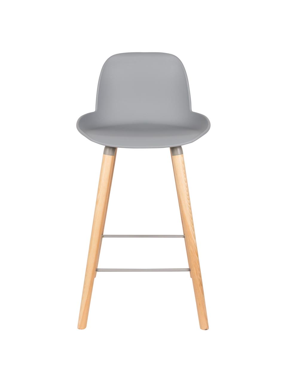 Taburete alto Albert Kuip, Asiento: polipropileno, Patas: madera de fresno, Gris claro, gris, ceniza, An 45 x Al 89 cm