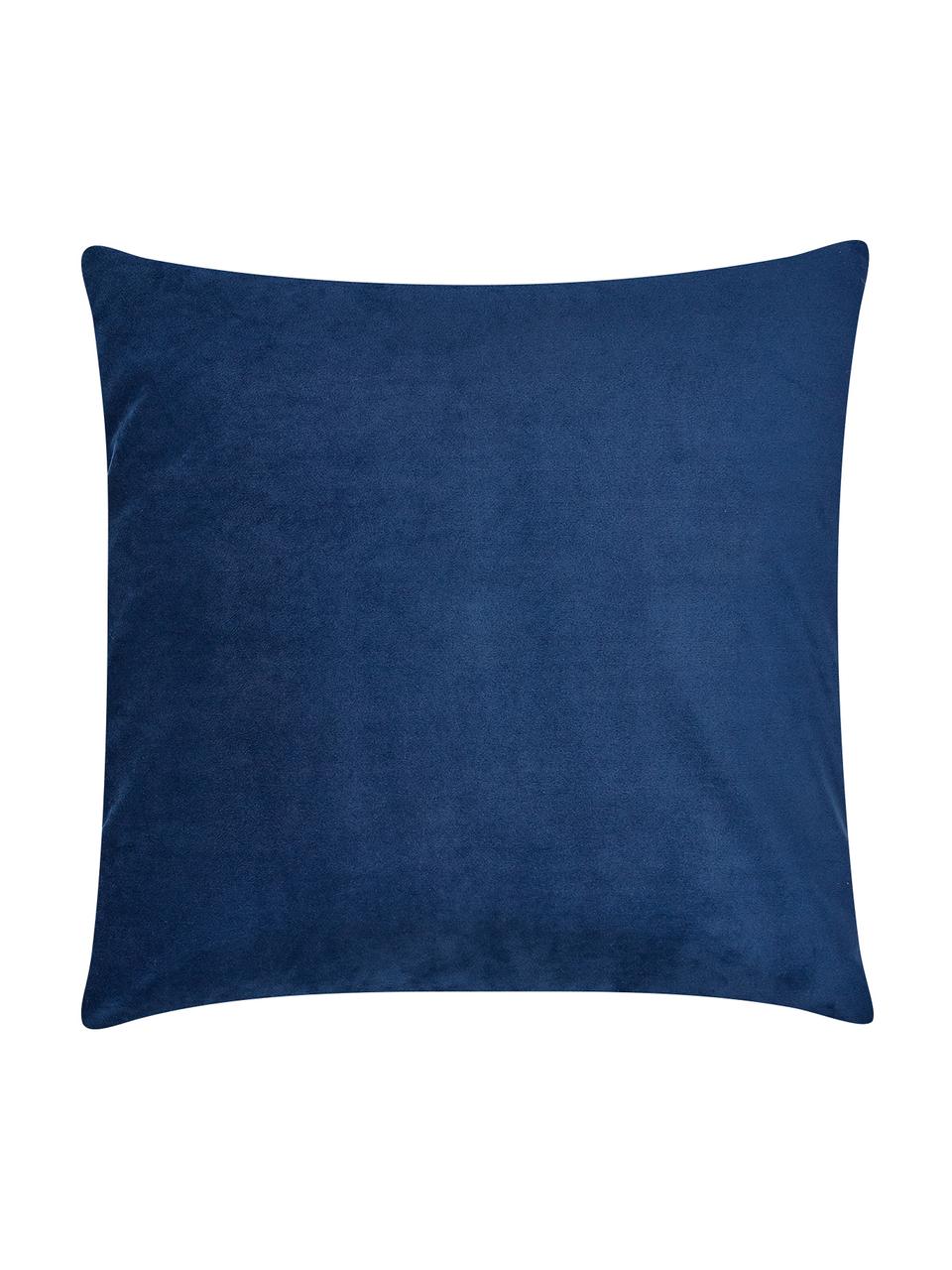 Housse de coussin en velours brodé à motif étoile de Noël Star, Bleu marine